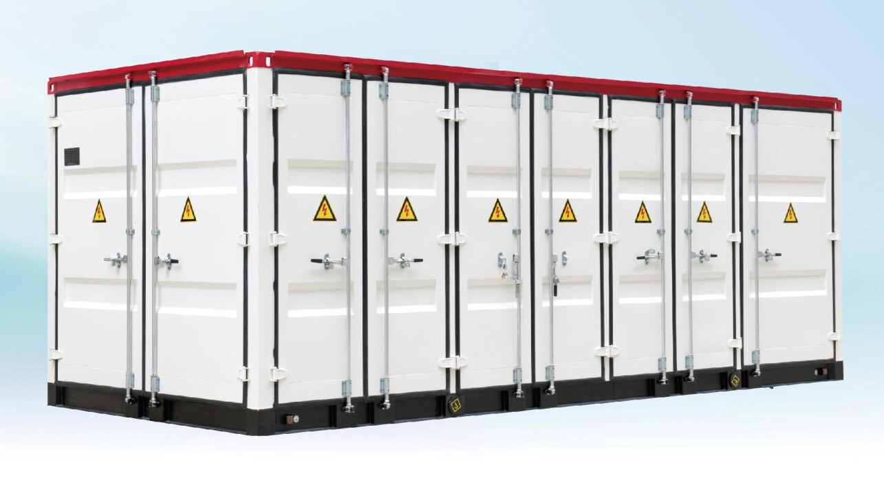 Long white prefabricated cabin / container substation